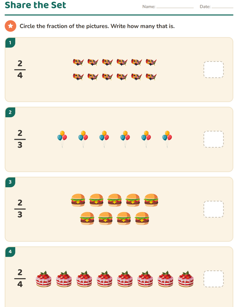 Preview of Fractions worksheet featuring 4th of July for grade 2