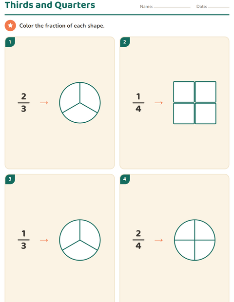 Preview of Fractions worksheet for grade 2