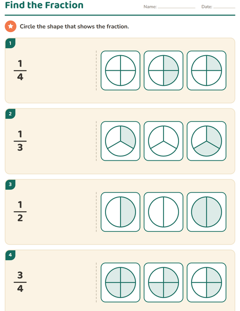 Preview of Fractions worksheet for grade 2