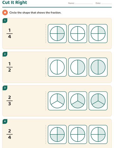 Preview of Fractions worksheet for grade 2