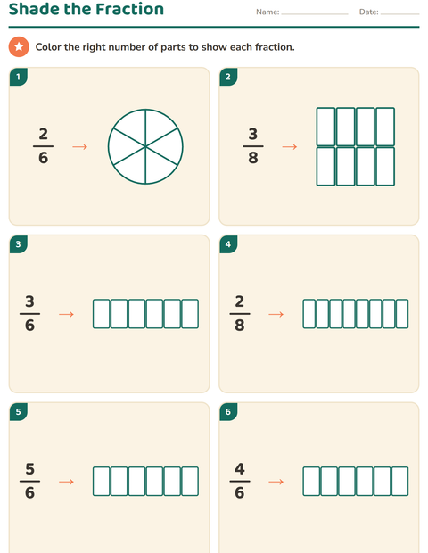 Preview of Fractions worksheet for grade 3