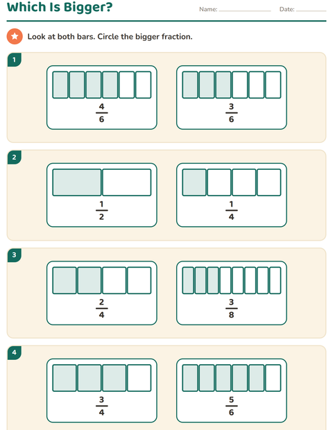 Preview of Fractions worksheet for grade 3