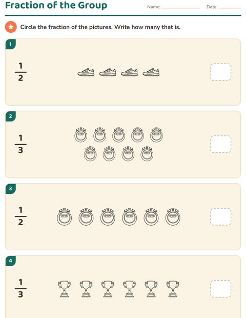 Preview of Fractions worksheet featuring Sports BW 2 for grade 3