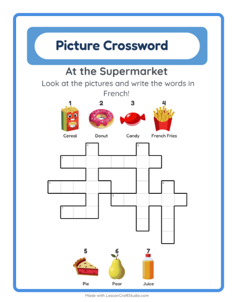 Picture crossword – Supermarket Things