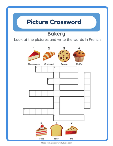 Picture crossword – Bakery Treats