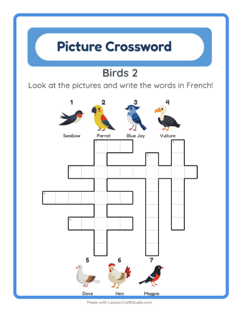 Picture crossword – More Birds