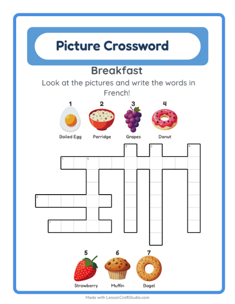 Picture crossword – Breakfast