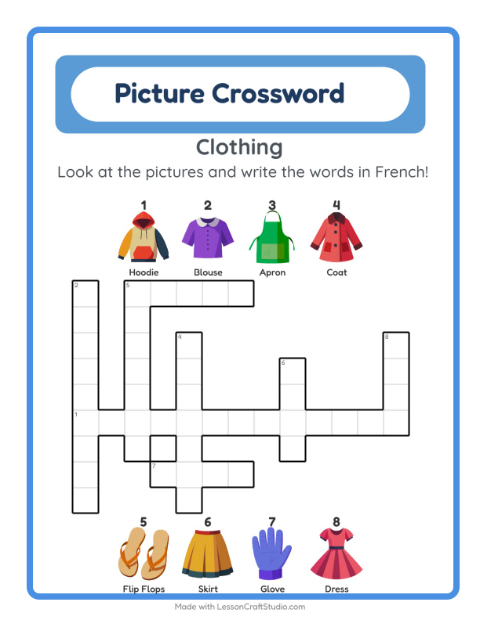 Picture crossword – Clothes