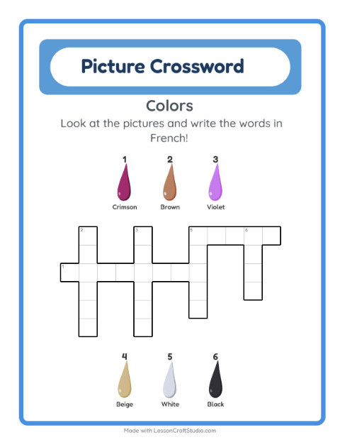 Picture crossword – Colors