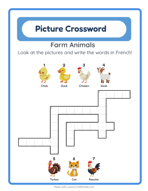Picture crossword – Farm Animals