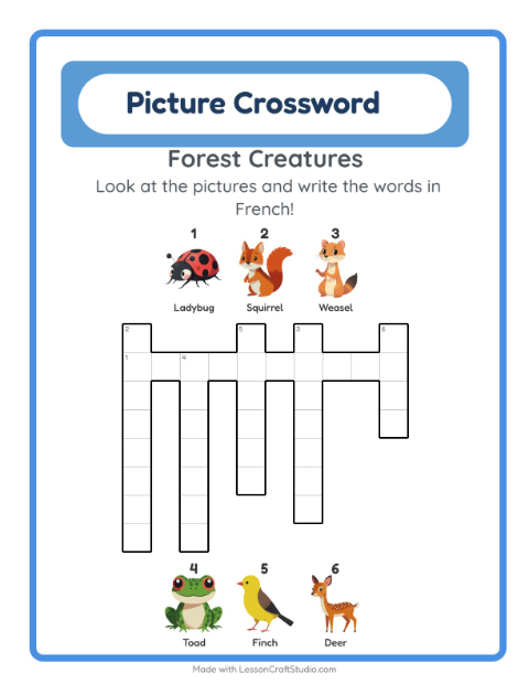 Picture crossword – Forest Creatures