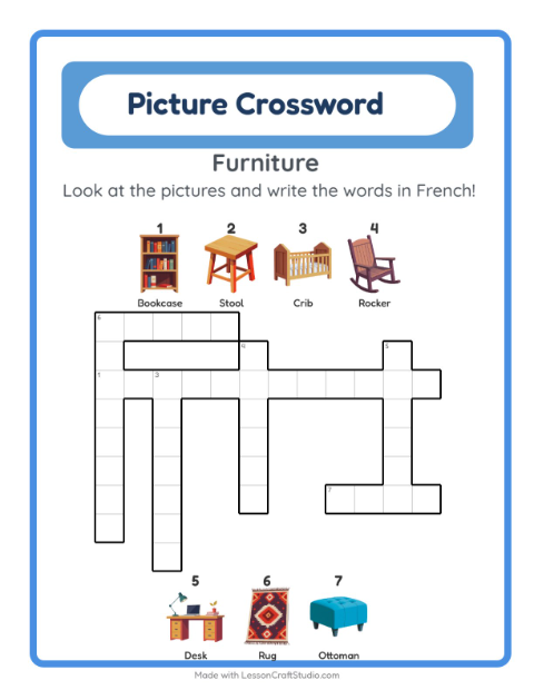 Picture crossword – Furniture