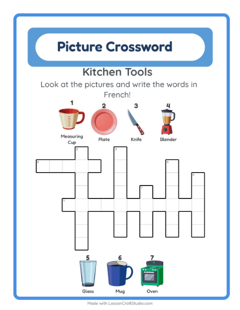 Picture crossword – Kitchen Tools