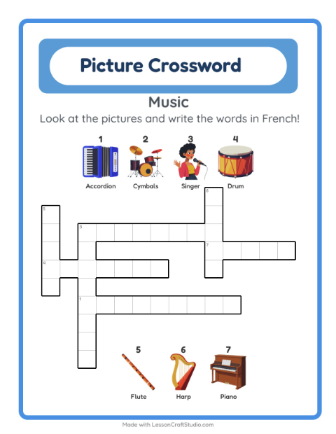 Picture crossword – Musical Instruments