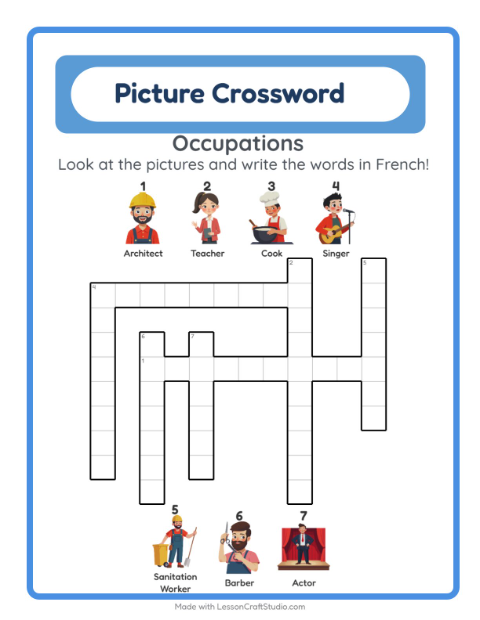 Picture crossword – Community Helpers