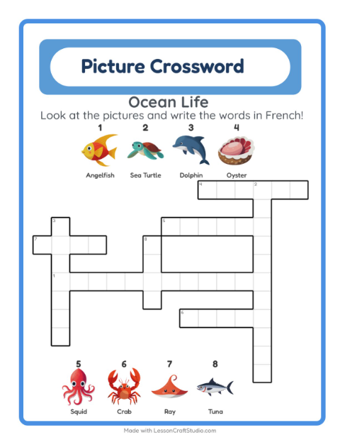Picture crossword – Ocean Life