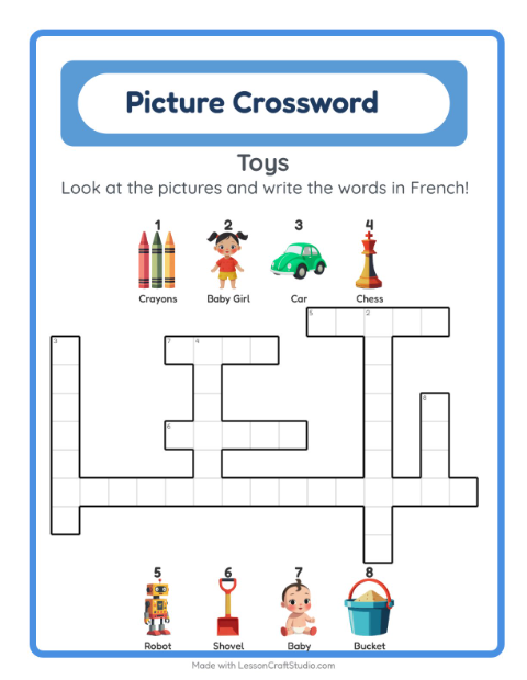 Picture crossword – Toys