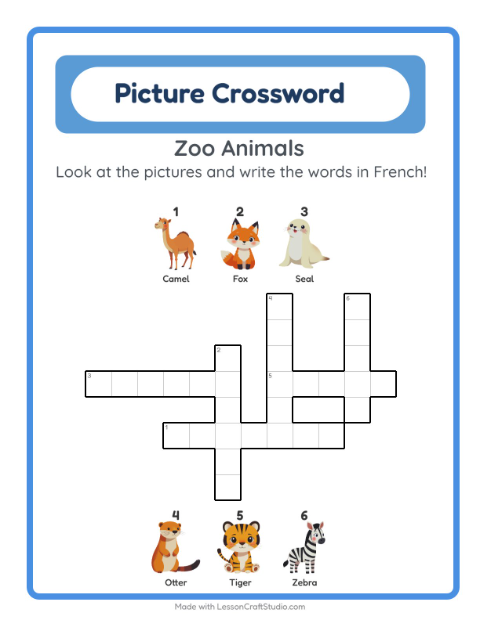 Picture crossword – Zoo Animals