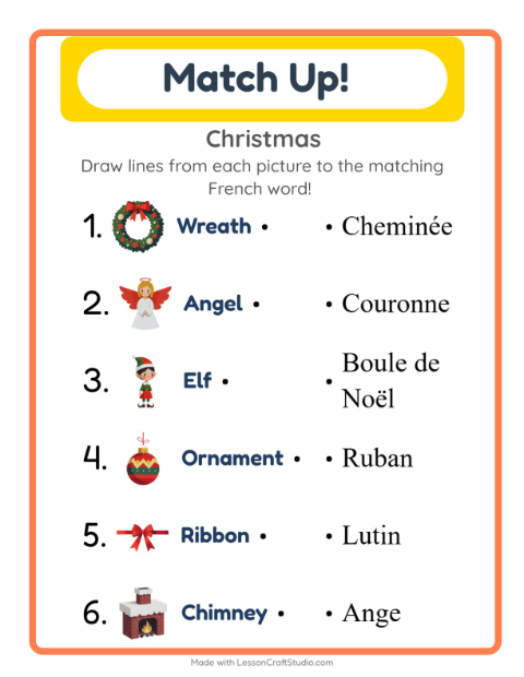 Picture-word match – Christmas
