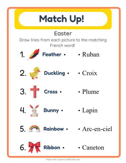 Picture-word match – Easter