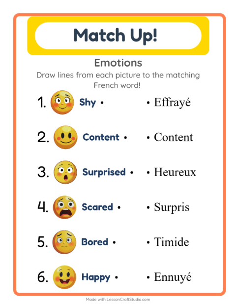 Picture-word match – Feelings