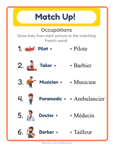Picture-word match – Community Helpers