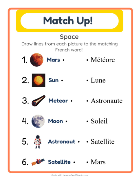 Picture-word match – Space