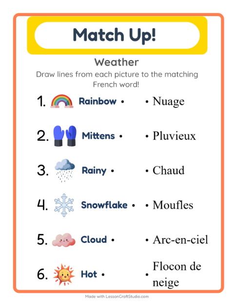 Picture-word match – Weather