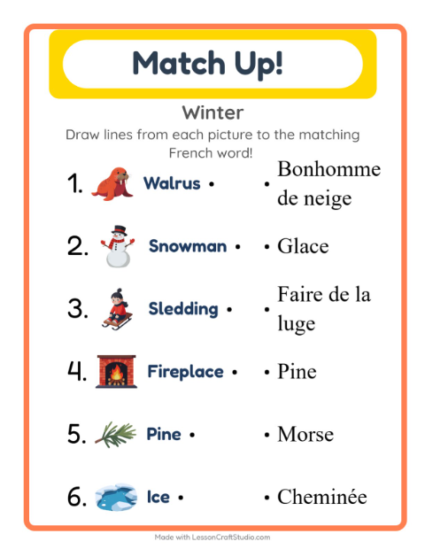 Picture-word match – Winter