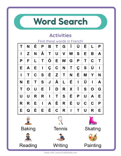 Picture word search – Activities