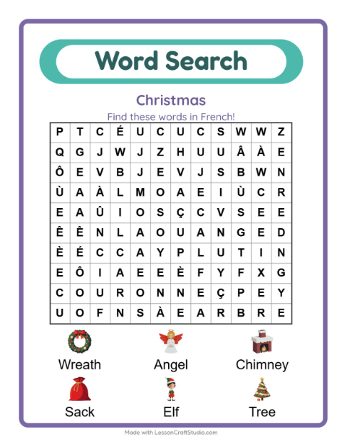 Picture word search – Christmas