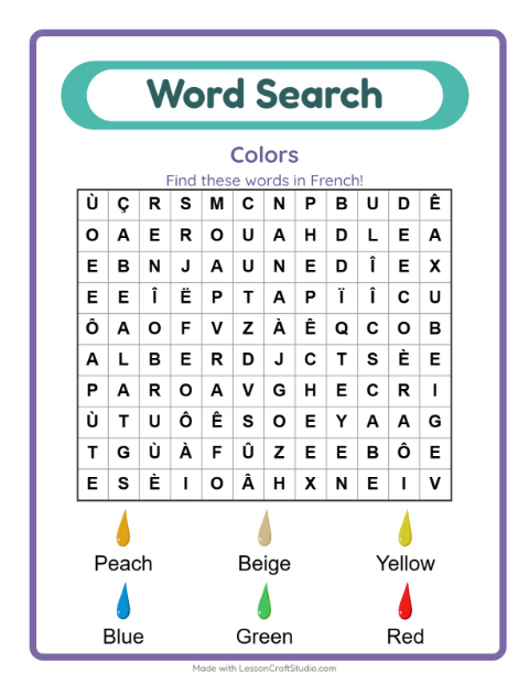 Picture word search – Colors