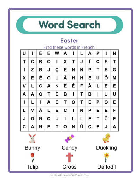 Picture word search – Easter
