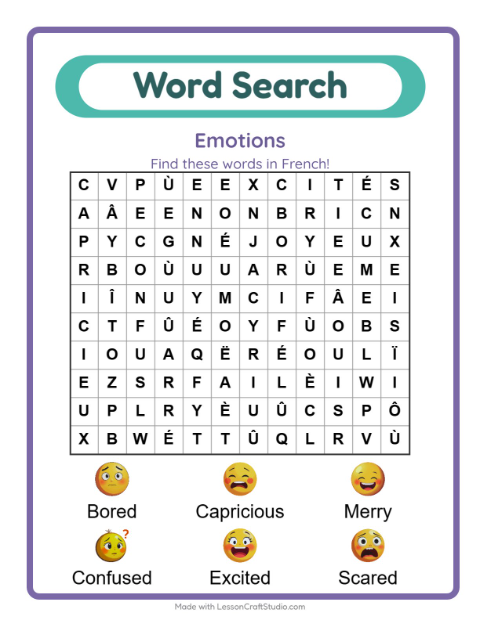 Picture word search – Feelings