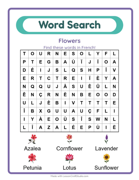 Picture word search – Flowers