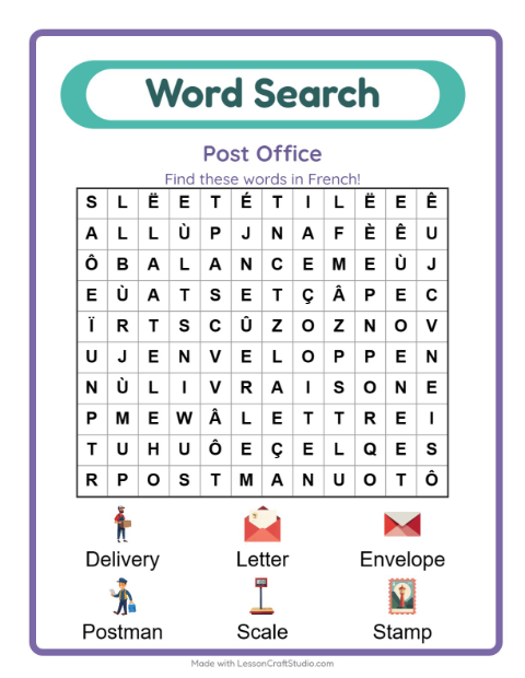 Picture word search – Post Office