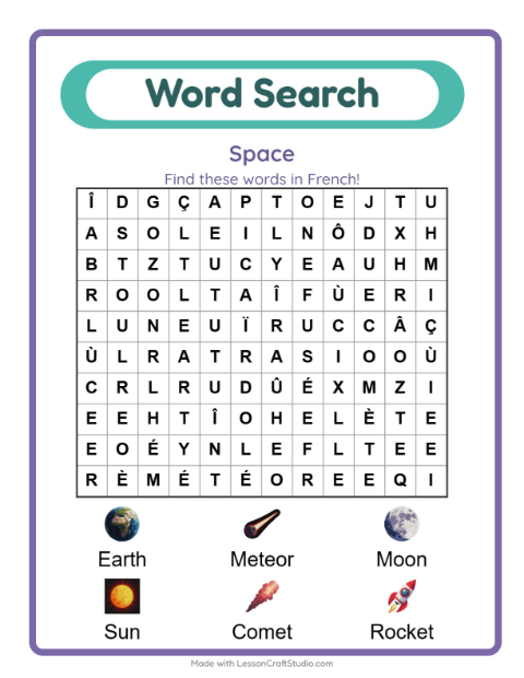 Picture word search – Space