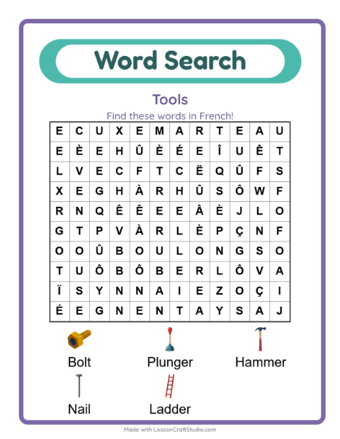 Picture word search – Tools