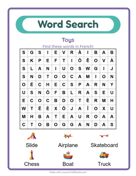 Picture word search – Toys