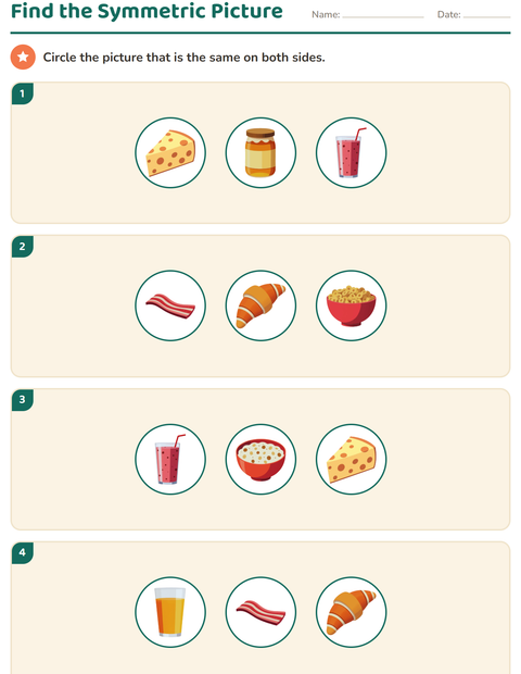 Preview of Geometry worksheet featuring Breakfast for grade 2