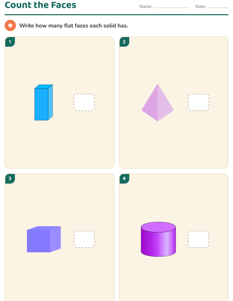Grade 2 Geometry Worksheets: Faces, Edges, Corners, and Solid Shapes — 5