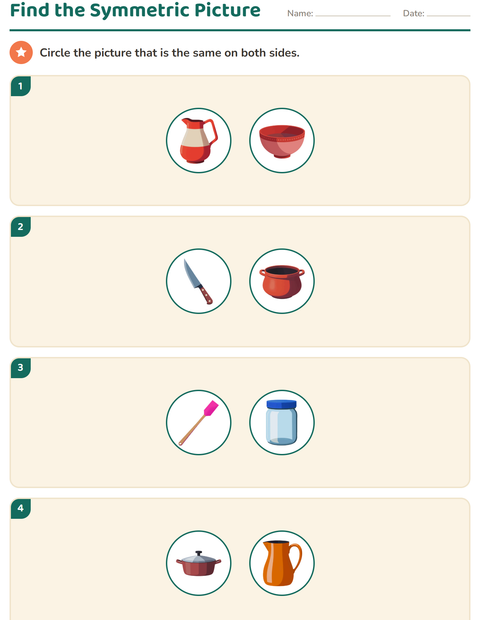 Preview of Geometry worksheet featuring Kitchen Tools for grade 2