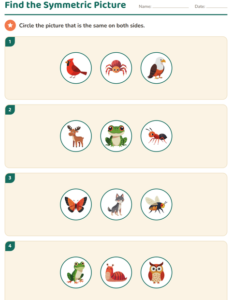 Preview of Geometry worksheet featuring Forest Creatures for grade 2