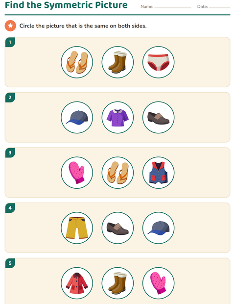 Preview of Geometry worksheet featuring Clothing for grade 2