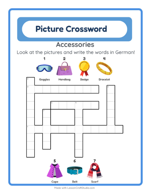 Picture crossword – Accessories