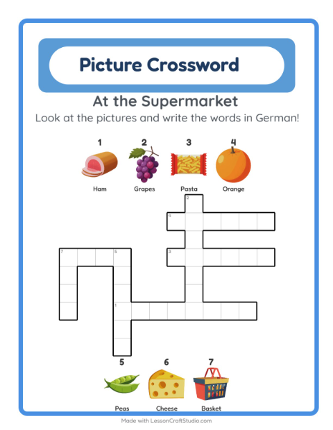Picture crossword – Supermarket Things