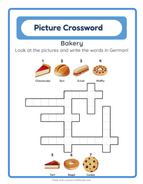 Picture crossword – Bakery Treats
