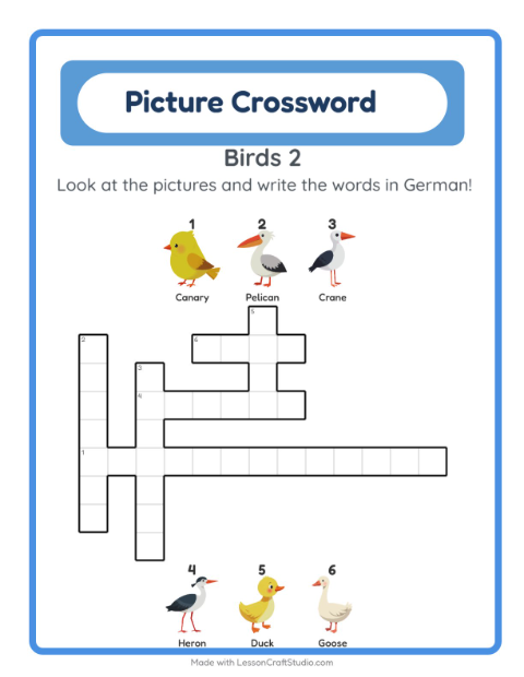 Picture crossword – More Birds