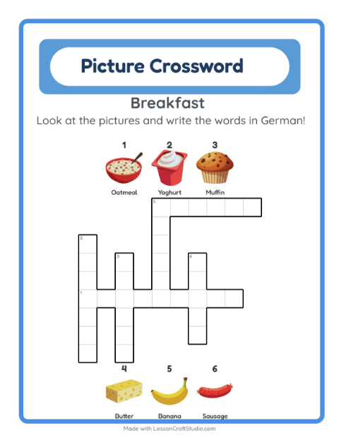 Picture crossword – Breakfast