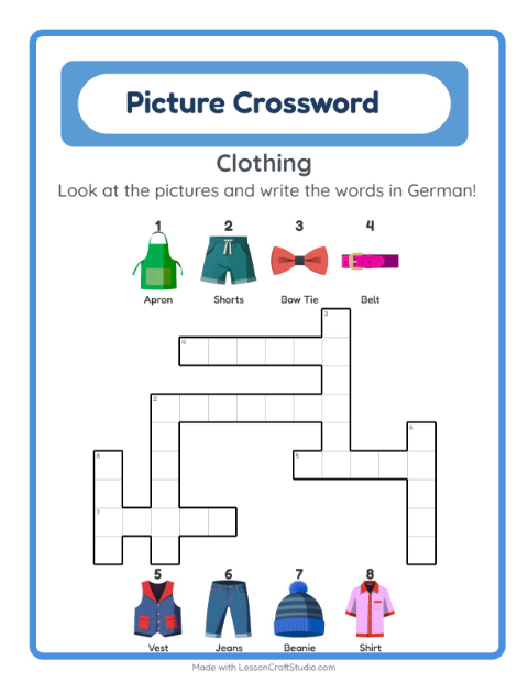 Picture crossword – Clothes